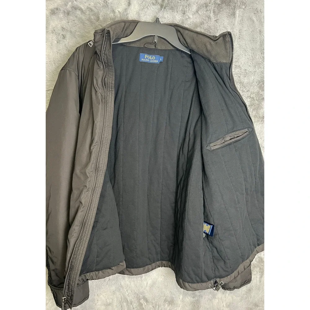 Polo Ralph Lauren Mens Black Full Zip Windbreaker Jacket L Polyester Shell Hood - Picture 6 of 12